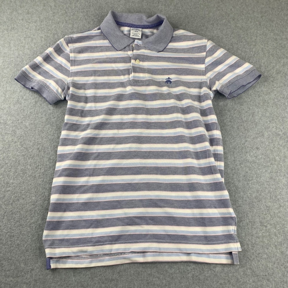 Brooks Brothers Polo Shirt Mens Small Blue Striped Slim Fit Performance Pique
